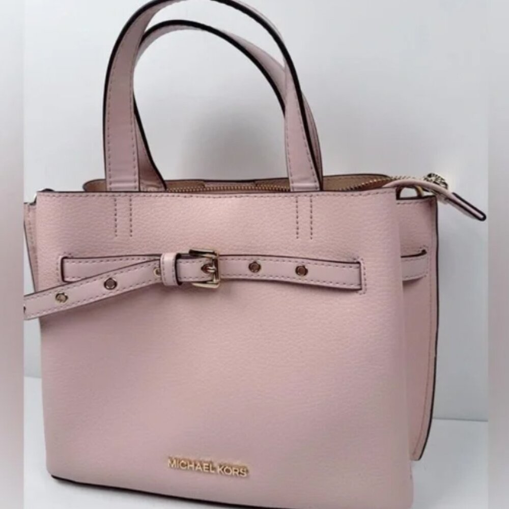 Michael Kors Emilia Small Pink Pebbled Leather Satchel Tote Bag - Picture 2 of 14